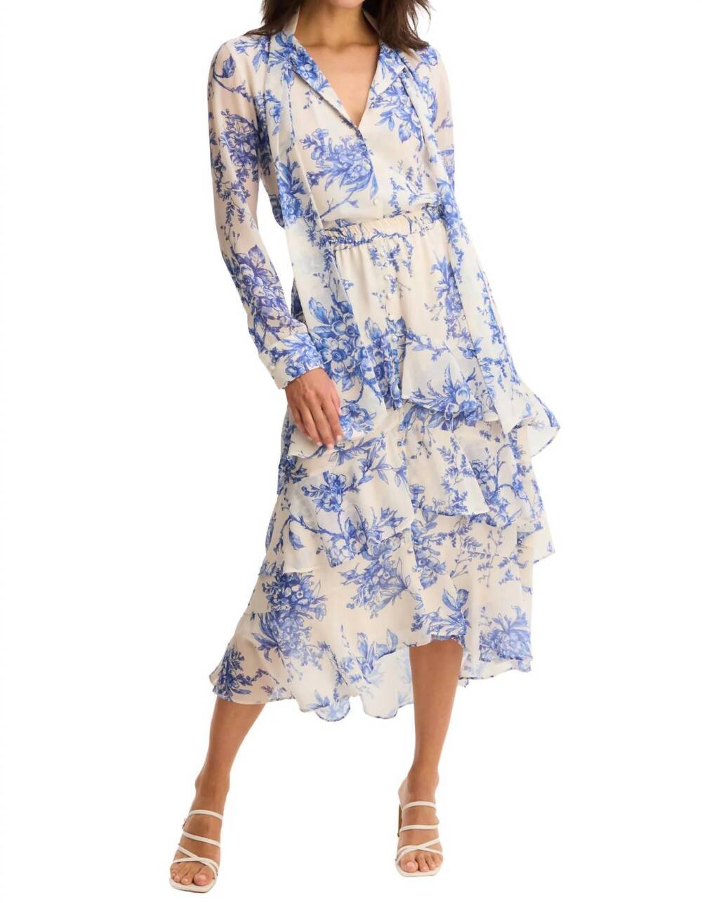 NEW ALLISON NEW YORK ella midi skirt in blue floral
